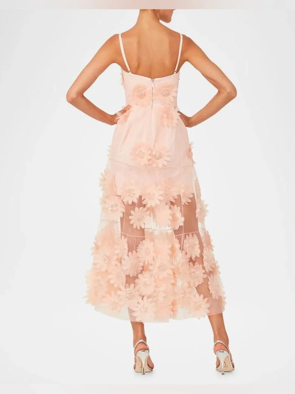 Helsi Exclusive Audrey 3D Floral Midi Dress in blush Size XS NWT - Picture 3 of 8